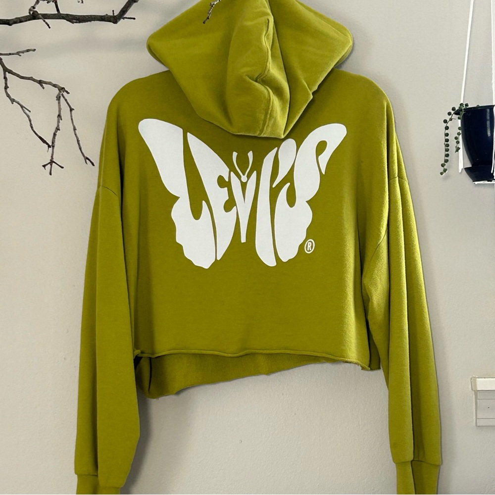 Levi's Chartreuse Hoodie with White Butterfly Logo